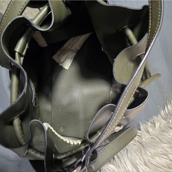 Zara Basic Green Bucket Bag Faux Leather - Picture 10 of 16